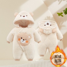 婴儿连体衣服冬季男女宝宝加绒加厚棉衣哈衣新生儿外出保 暖爬爬服