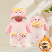 婴儿连体衣服冬季男女宝宝加绒加厚棉衣哈衣新生儿外出保 暖爬爬服