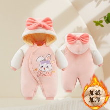 婴儿连体衣服冬季男女宝宝加绒加厚棉衣哈衣新生儿外出保 暖爬爬服