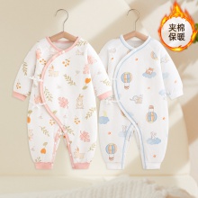 新生婴儿连体衣儿童秋冬季纯棉无骨哈衣服初生睡衣男女宝宝爬服春