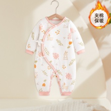 新生婴儿连体衣儿童秋冬季纯棉无骨哈衣服初生睡衣男女宝宝爬服春