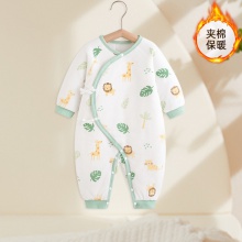 新生婴儿连体衣儿童秋冬季纯棉无骨哈衣服初生睡衣男女宝宝爬服春