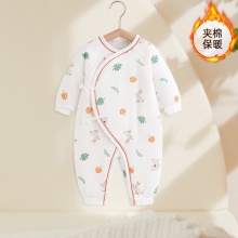 新生婴儿连体衣儿童秋冬季纯棉无骨哈衣服初生睡衣男女宝宝爬服春