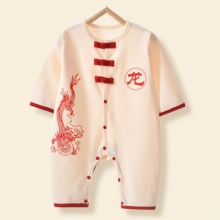 新生婴儿连体衣龙年满月百天男女宝宝喜庆红衣服贴身打底衣拜年服