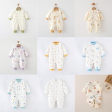 婴儿衣服加厚夹棉40g秋冬季款男女宝宝新生儿连体衣初生爬 服睡衣