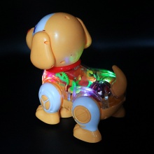 抖音同款电动透明齿轮小狗万向炫彩灯光音乐儿童动物玩具地摊