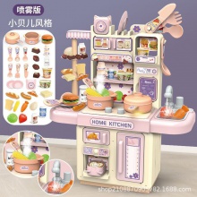 儿童仿真小厨房玩具大号女孩过家家套装电动喷雾塑料出水 煮饭餐具