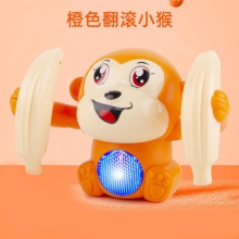 婴儿翻滚猴子玩具儿童电动声控发光小猴子翻跟斗宝宝抬头练习爬行