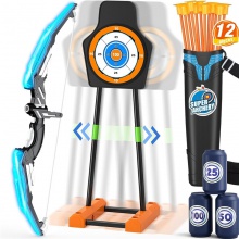 亚马逊儿童弓箭玩具套装带立体移动式立靶LED发光弓吸盘箭礼