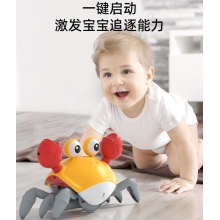 电动感应螃蟹逃跑宝宝会动的婴儿抬头练习玩具跳舞哄娃神器抓不住