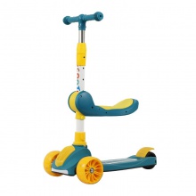 新款儿童滑板车3-6-8岁男女宝宝可推可坐可滑闪发光三轮踏板车