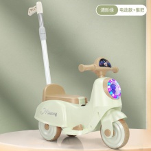 三轮车男女小孩宝宝电瓶车可坐人可推可滑行玩具车儿童推把摩托车
