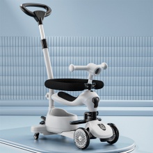 小童滑板车可推行可坐可滑单脚滑行儿童闪光DUO功能宝宝可贴牌