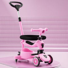 小童滑板车可推行可坐可滑单脚滑行儿童闪光DUO功能宝宝可贴牌