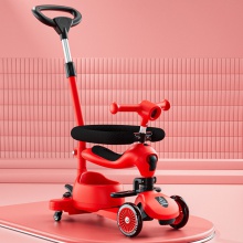 小童滑板车可推行可坐可滑单脚滑行儿童闪光DUO功能宝宝可贴牌