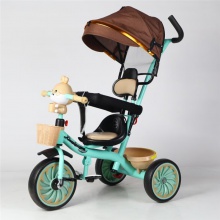 儿童三轮车自行车四合一带蓬手推车宝宝脚踏车音乐灯光玩具车
