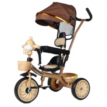 儿童三轮车自行车四合一带蓬手推车宝宝脚踏车音乐灯光玩具车