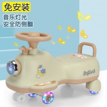 扭扭车静音轮音乐灯光防侧翻溜溜车三轮宝宝车双拼儿童扭扭车