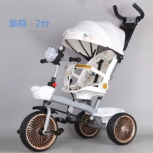 儿童三轮车多种功能四合一带蓬手推车宝宝脚踏车音乐灯光玩具车