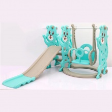 3合1卡通设计儿童滑梯和秋千/室内游戏套装，供儿童爬上，滑梯和秋千