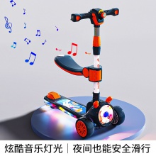 新款儿童滑板车投影灯光宝宝滑行车2-15岁灯光音乐可折叠脚踏车