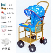 遛娃婴儿推车宝宝仿藤条藤椅折叠可坐可躺夏季竹编小儿手推藤车