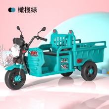 儿童电动三轮车小孩玩具遥控车可坐可骑灯光遥控音乐带斗三轮车