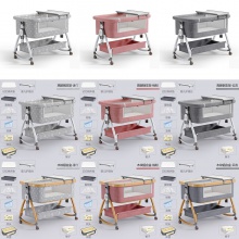 便携式可移动婴儿床可折叠高低调节拼接大床宝宝摇篮床bb床防溢奶