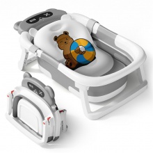 婴儿洗澡盆三折叠智能感温新生儿沐浴盆 家用可坐躺宝宝洗澡浴盆