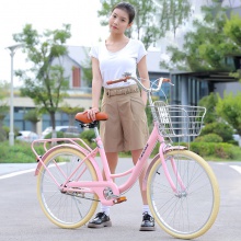 自行车女款成人轻便代步通勤女士24寸/26寸实心胎大学生淑女单车