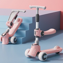 滑板车儿童三合一滑板车宝宝滑行车可坐可滑一键折叠2-12岁溜溜车