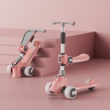 滑板车儿童三合一滑板车宝宝滑行车可坐可滑一键折叠2-12岁溜溜车