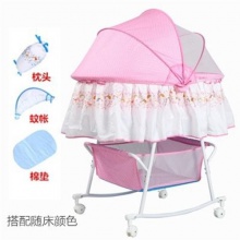 婴儿摇篮床小摇床新生儿床摇摇床带蚊帐多功能安抚bb床带滚轮睡篮