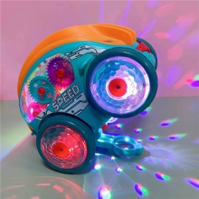 抖音同款电动特技旋转自动翻斗车带齿轮炫彩灯光音乐玩具