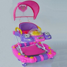 学步儿童彩色高品质塑料婴儿学步车带音乐带蓬学步车