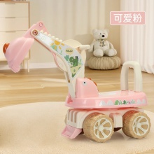 新款儿童挖掘机工程车1-3岁男女宝宝滑行车可坐人可挖旋转玩具车