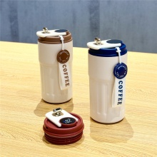 智能保温杯温显咖啡杯316不锈钢女士水杯双层提绳保冷杯子 车载杯