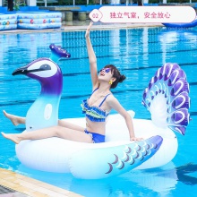 蓝色孔雀浮排 成人充气游泳圈浮床水上运动用品现货充气浮排