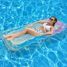 新款充气浮排户外可折叠靠背夹网浮床水上充气用品躺椅漂浮床