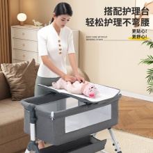 便携式可移动婴儿床可折叠高低调节拼接大床宝宝摇篮床bb床防溢奶