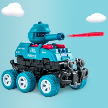 儿童玩具透明齿轮坦克可发射发光特技惯性四驱越野车批发摆摊夜市