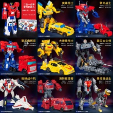 男孩玩具爆款手动变身汽车人恐龙模型机器人变形玩具反转车