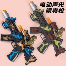 电动声光喷雾枪玩具男孩3-6岁仿真震动冲锋枪地摊儿童玩具枪